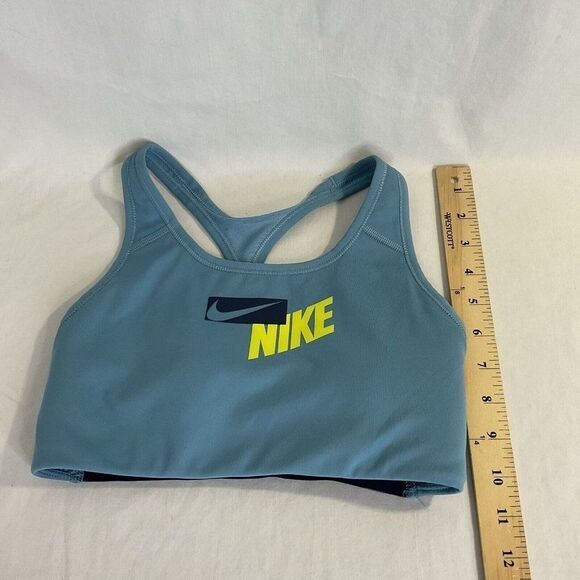 New Nike Swoosh Sports Bra Top Classic Dri Fit Medium Support Blue Women's Small - Picture 9 of 9